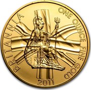 UK 100 Pounds Britannia 2011 Proof KM# 1234 BRITANNIA ONE OUNCE FINE GOLD 2011 coin reverse