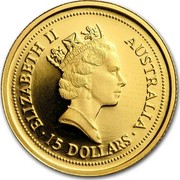 Australia 15 Dollars The Australian Nugget 1998 ELIZABETH II AUSTRALIA 15 DOLLARS coin obverse Australia 15 Dollars The Australian Nugget 1998 ELIZABETH II AUSTRALIA 15 DOLLARS coin obverse