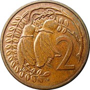 New Zealand 2 Cents Elizabeth II (3rd portrait) 1987 (l) Sets only KM# 59 2 JB coin reverse New Zealand 2 Cents Elizabeth II (3rd portrait) 1987 (l) Sets only KM# 59 2 JB coin reverse