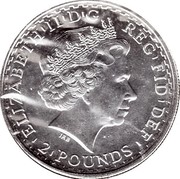 UK 2 Pounds Britannia 2001 British Royal Mint KM# 1019 ELIZABETH'II'D'G REG'FID'DEF '2'POUNDS' IRB coin obverse UK 2 Pounds Britannia 2001 British Royal Mint KM# 1019 ELIZABETH'II'D'G REG'FID'DEF '2'POUNDS' IRB coin obverse