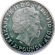 UK 2 Pounds Britannia 2003 British Royal Mint KM# 1039 ELIZABETH'II'D'G REG'FID'DEF '2'POUNDS' IRB coin obverse UK 2 Pounds Britannia 2003 British Royal Mint KM# 1039 ELIZABETH'II'D'G REG'FID'DEF '2'POUNDS' IRB coin obverse