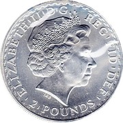 UK 2 Pounds Britannia 2010 KM# 1134 ELIZABETH'II'D'G REG'FID'DEF '2'POUNDS' IRB coin obverse UK 2 Pounds Britannia 2010 KM# 1134 ELIZABETH'II'D'G REG'FID'DEF '2'POUNDS' IRB coin obverse