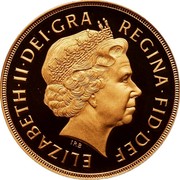 UK 2 Pounds (Double Sovereign) KM# 1072 ELIZABETH∙II∙DEI∙GRA REGINA∙FID∙DEF IRB coin obverse UK 2 Pounds (Double Sovereign) KM# 1072 ELIZABETH∙II∙DEI∙GRA REGINA∙FID∙DEF IRB coin obverse