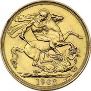 UK 2 Pounds Edward VII 1902 KM# 806 1902 B.P. coin reverse UK 2 Pounds Edward VII 1902 KM# 806 1902 B.P. coin reverse