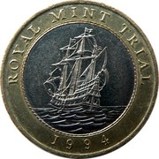 UK 2 Pounds Royal Mint Trial 1994 Part of set from 1998 ROYAL MINT TRIAL 1994 coin reverse