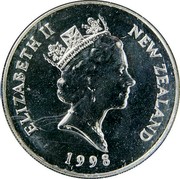 New Zealand 20 Cents Elizabeth II 1998 (l) Sets only. KM# 81 ELIZABETH II NEW ZEALAND *YEAR* RDM coin obverse