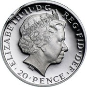 UK 20 Pence Britannia - Elizabeth II (4th portrait) 2013 British Royal Mint Proof KM# 1255 ELIZABETH'II'D'G REG'FID'DEF '20'PENCE' IRB coin obverse UK 20 Pence Britannia - Elizabeth II (4th portrait) 2013 British Royal Mint Proof KM# 1255 ELIZABETH'II'D'G REG'FID'DEF '20'PENCE' IRB coin obverse