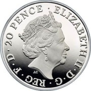 UK 20 Pence (Britannia) 20 PENCE ELIZABETH II D G REG F D J.C coin obverse