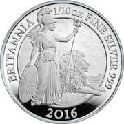 UK 20 Pence (Britannia) BRITANNIA 1/10 OZ FINE SILVER 999 2016 coin reverse