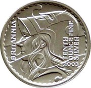 UK 20 Pence Elizabeth II 2003 British Royal Mint Proof KM# 1044 BRITANNIA TENTH OUNCE FINE SILVER 2003 PN coin reverse UK 20 Pence Elizabeth II 2003 British Royal Mint Proof KM# 1044 BRITANNIA TENTH OUNCE FINE SILVER 2003 PN coin reverse