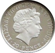 UK 20 Pence Elizabeth II 2010 Proof KM# 1131 ELIZABETH'II'D'G REG'FID'DEF '20'PENCE' IRB coin obverse UK 20 Pence Elizabeth II 2010 Proof KM# 1131 ELIZABETH'II'D'G REG'FID'DEF '20'PENCE' IRB coin obverse