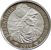 UK 20 Pence Elizabeth II 2010 Proof KM# 1131 BRITANNIA 1/10 OUNCE FINE SILVER 2010 coin reverse UK 20 Pence Elizabeth II 2010 Proof KM# 1131 BRITANNIA 1/10 OUNCE FINE SILVER 2010 coin reverse