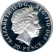UK 20 Pence Elizabeth II 2011 British Royal Mint Proof KM# 1262 ELIZABETH'II'D'G REG'FID'DEF '20'PENCE' IRB coin obverse