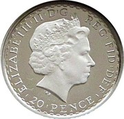 UK 20 Pence Elizabeth II 4th portrait 2009 Proof KM# 1123 ELIZABETH'II'D'G REG'FID'DEF '20'PENCE' IRB coin obverse UK 20 Pence Elizabeth II 4th portrait 2009 Proof KM# 1123 ELIZABETH'II'D'G REG'FID'DEF '20'PENCE' IRB coin obverse