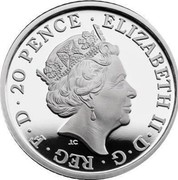 UK 20 Pence The Britannia 2017 Trident Proof 20 PENCE ELIZABETH II D G REG F D J.C coin obverse