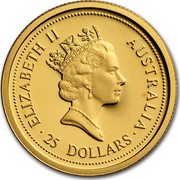 Australia 25 Dollars The Australian Nugget 1998 ELIZABETH II AUSTRALIA 25 DOLLARS coin obverse Australia 25 Dollars The Australian Nugget 1998 ELIZABETH II AUSTRALIA 25 DOLLARS coin obverse