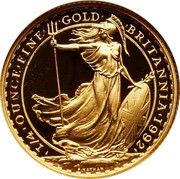 UK 25 Pounds Britannia 1992 British Royal Mint Proof KM# 951a '1/4'OUNCE'FINE' 'GOLD' 'BRITANNIA'1992' P.NATHAN coin reverse