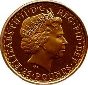 UK 25 Pounds Britannia 2003 British Royal Mint Proof KM# 1041 ELIZABETH'II'D'G REG'FID'DEF '25'POUNDS' IRB coin obverse UK 25 Pounds Britannia 2003 British Royal Mint Proof KM# 1041 ELIZABETH'II'D'G REG'FID'DEF '25'POUNDS' IRB coin obverse