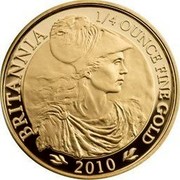 UK 25 Pounds Britannia 2010 Proof KM# 1136 BRITANNIA 1/4 OUNCE FINE GOLD 2010 coin reverse UK 25 Pounds Britannia 2010 Proof KM# 1136 BRITANNIA 1/4 OUNCE FINE GOLD 2010 coin reverse