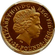 UK 25 Pounds Britannia in chariot 2006 Proof KM# 1204 ELIZABETH'II'D'G REG'FID'DEF '25'POUNDS' IRB coin obverse