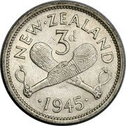 New Zealand 3d (George VI) KM# 7 NEW ZEALAND 3D ∙*YEAR*∙ K∙G coin reverse New Zealand 3d (George VI) KM# 7 NEW ZEALAND 3D ∙*YEAR*∙ K∙G coin reverse