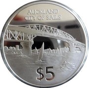 New Zealand $5 Auckland City of Sails 1996 (l) KM# 99 AUCKLAND CITY OF SAILS $5 coin reverse New Zealand $5 Auckland City of Sails 1996 (l) KM# 99 AUCKLAND CITY OF SAILS $5 coin reverse