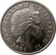 New Zealand 5 Cents Elizabeth II (4th portrait) 2003 (c) Sets only KM# 116 NEW ZEALAND ELIZABETH II *YEAR* IRB coin obverse New Zealand 5 Cents Elizabeth II (4th portrait) 2003 (c) Sets only KM# 116 NEW ZEALAND ELIZABETH II *YEAR* IRB coin obverse