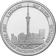 New Zealand 5 Dollars Architectural Heritage 2002 (l) Proof. 500 pieces were housed in a stamp cover KM# 131a 5 DOLLARS SKY TOWER NEW ZEALAND ARCHITECTURAL HERITAGE coin reverse New Zealand 5 Dollars Architectural Heritage 2002 (l) Proof. 500 pieces were housed in a stamp cover KM# 131a 5 DOLLARS SKY TOWER NEW ZEALAND ARCHITECTURAL HERITAGE coin reverse