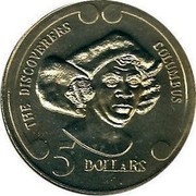 New Zealand 5 Dollars Christopher Columbus 1992 KM# 86 THE DISCOVERERS COLUMBUS 5 DOLLARS coin reverse New Zealand 5 Dollars Christopher Columbus 1992 KM# 86 THE DISCOVERERS COLUMBUS 5 DOLLARS coin reverse