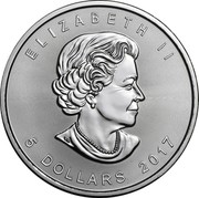 Canada 5 Dollars Maple Leaf - Norwegian Forest Cat 2017 ELIZABETH II 5 DOLLARS 2017 SB coin obverse Canada 5 Dollars Maple Leaf - Norwegian Forest Cat 2017 ELIZABETH II 5 DOLLARS 2017 SB coin obverse