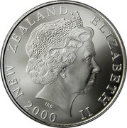 New Zealand $5 Pied Cormorant 2000 (v) Frosted finish KM# 125 NEW ZEALAND ELIZABETH II 2000 IRB coin obverse New Zealand $5 Pied Cormorant 2000 (v) Frosted finish KM# 125 NEW ZEALAND ELIZABETH II 2000 IRB coin obverse
