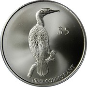 New Zealand $5 Pied Cormorant 2000 (v) Frosted finish KM# 125 $5 PIED CORMORANT coin reverse New Zealand $5 Pied Cormorant 2000 (v) Frosted finish KM# 125 $5 PIED CORMORANT coin reverse