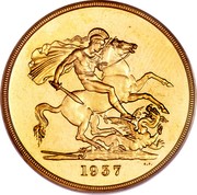 UK 5 Pounds George VI 1937 Proof KM# 861 1937 B.P. coin reverse