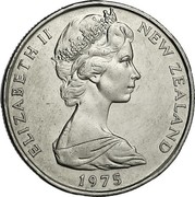 New Zealand 50 Cents Elizabeth II (2nd portrait) 1975 (l) Proof KM# 37.1 ELIZABETH II NEW ZEALAND *YEAR* coin obverse