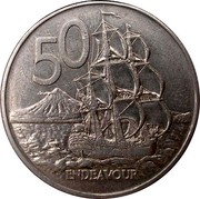 New Zealand 50 Cents Endeavour - Elizabeth II (3rd portrait) 1988 (l) KM# 63 50 ENDEAVOUR coin reverse New Zealand 50 Cents Endeavour - Elizabeth II (3rd portrait) 1988 (l) KM# 63 50 ENDEAVOUR coin reverse