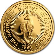 Australia 50 Dollars The Australian Nugget 1998 THE AUSTRALIAN NUGGET 1/2 OZ. 9999 GOLD 1998 coin reverse Australia 50 Dollars The Australian Nugget 1998 THE AUSTRALIAN NUGGET 1/2 OZ. 9999 GOLD 1998 coin reverse