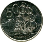 New Zealand 50 Endeavour 2019 KM# 119a 50 ENDEAVOUR JB coin reverse New Zealand 50 Endeavour 2019 KM# 119a 50 ENDEAVOUR JB coin reverse