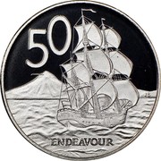 New Zealand 50 H.M.S. Endeavour 2011 (u) Proof KM# 119c 50 ENDEAVOUR coin reverse New Zealand 50 H.M.S. Endeavour 2011 (u) Proof KM# 119c 50 ENDEAVOUR coin reverse