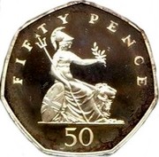 UK 50 Pence 25th Anniversary of Decimal Currency 1996 Proof KM# 940.1a FIFTY PENCE 50 coin reverse UK 50 Pence 25th Anniversary of Decimal Currency 1996 Proof KM# 940.1a FIFTY PENCE 50 coin reverse