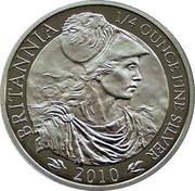 UK 50 Pence Britannia 2010 Proof KM# 1132 BRITANNIA 1/4 OUNCE FINE SILVER 2010 coin reverse UK 50 Pence Britannia 2010 Proof KM# 1132 BRITANNIA 1/4 OUNCE FINE SILVER 2010 coin reverse