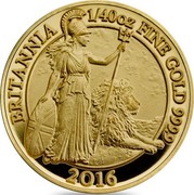 UK 50 Pence Britannia 2016 British Royal Mint Proof KM# 1288 BRITANNIA 1/40 OZ FINE GOLD 999.9 2016 SZ coin reverse UK 50 Pence Britannia 2016 British Royal Mint Proof KM# 1288 BRITANNIA 1/40 OZ FINE GOLD 999.9 2016 SZ coin reverse