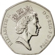 UK 50 Pence D-Day Anniversary 1994 Proof KM# 966 ELIZABETH II D∙G∙REG∙F∙D∙1994 RDM coin obverse