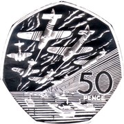 UK 50 Pence D-Day Landing 1994 Proof KM# 966b 50 PENCE coin reverse