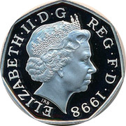 UK 50 Pence European Economic Community 1998 Proof KM# 992a ELIZABETH∙II∙D∙G REG∙F∙D∙1998 IRB coin obverse UK 50 Pence European Economic Community 1998 Proof KM# 992a ELIZABETH∙II∙D∙G REG∙F∙D∙1998 IRB coin obverse