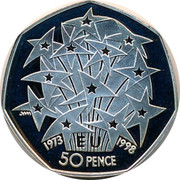 UK 50 Pence European Economic Community 1998 Proof KM# 992a 1973 EU 1998 50 PENCE JWM coin reverse UK 50 Pence European Economic Community 1998 Proof KM# 992a 1973 EU 1998 50 PENCE JWM coin reverse