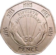 UK 50 Pence National Health Service 1998 Proof KM# 996 NHS NHS NHS NHS NHS FIFTIETH ANNIVERSARY 50 PENCE DC coin reverse UK 50 Pence National Health Service 1998 Proof KM# 996 NHS NHS NHS NHS NHS FIFTIETH ANNIVERSARY 50 PENCE DC coin reverse