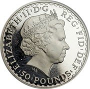 UK 50 Pounds 50 Pounds Elizabeth II 2008 British Royal Mint Proof KM# 1101a ELIZABETH II DG REGFIDDEF IRB 50 POUNDS coin obverse UK 50 Pounds 50 Pounds Elizabeth II 2008 British Royal Mint Proof KM# 1101a ELIZABETH II DG REGFIDDEF IRB 50 POUNDS coin obverse