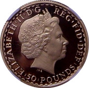 UK 50 Pounds Britannia 2009 Proof KM# 1129 ELIZABETH II D G REG FID DEF 50 POUNDS IRB coin obverse UK 50 Pounds Britannia 2009 Proof KM# 1129 ELIZABETH II D G REG FID DEF 50 POUNDS IRB coin obverse