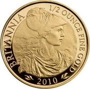 UK 50 Pounds Britannia 2010 Proof KM# 1137 BRITANNIA 1/2 OUNCE FINE GOLD 2010 coin reverse UK 50 Pounds Britannia 2010 Proof KM# 1137 BRITANNIA 1/2 OUNCE FINE GOLD 2010 coin reverse
