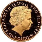 UK 50 Pounds Britannia 2011 Proof KM# 1233 ELIZABETH'II'D'G REG'FID'DEF '50'POUNDS' IRB coin obverse